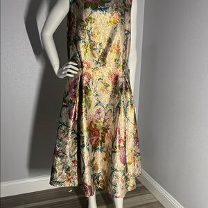 Adrianna Papell Floral Metallic Dress Size 18W New With Tags $85